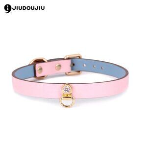 Cowhide Collar Choker Pink